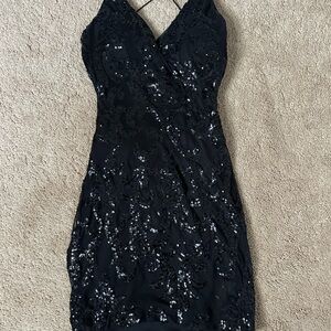Black Mini Sequin Dress